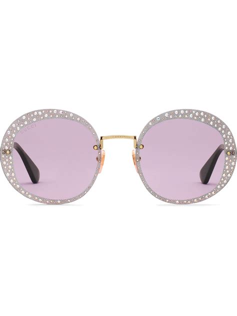 gucci d frame crystal sunglasses|Gucci round sunglasses women.